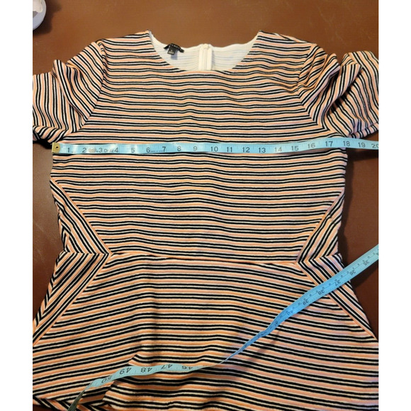Talbots Pink Striped Stretch Short Sleeve Boho Peplum Top Women's Size Large - Picture 4 of 8